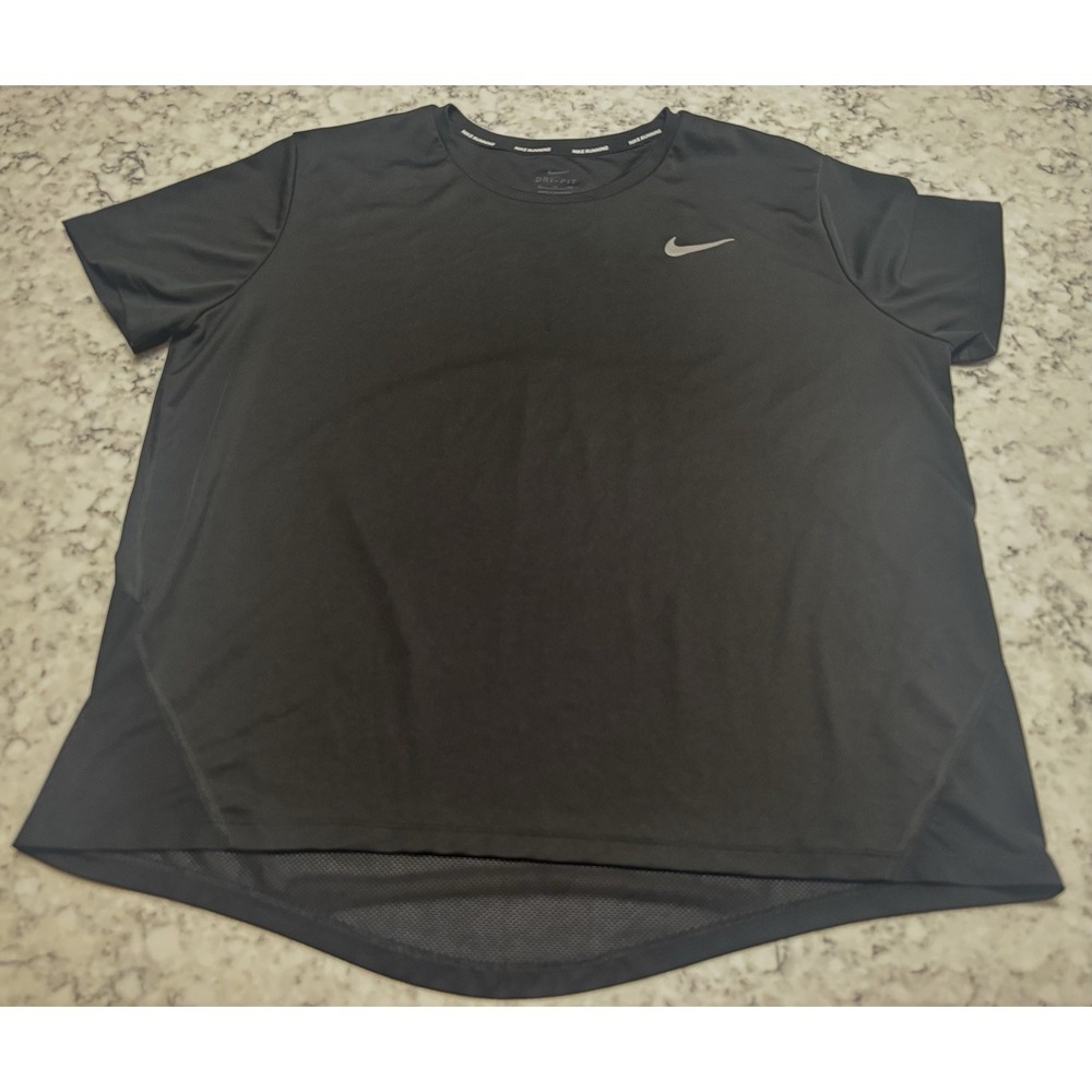 Nike Dri-FIT Running Shirt Womens XL Black Short Sleeve Athletic Workout Top